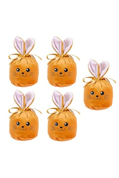 OEM Set 5 Pungi Cadou Iepuras, Flanel, Design Urechi de Iepure, 11x14cm