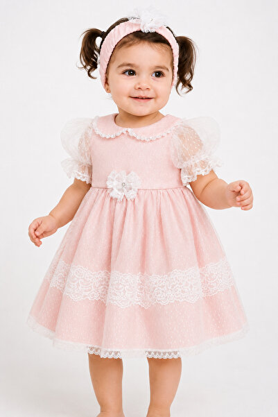 Babyhola Lace Detail Special Design Baby Girl Children's Evening Dress Hair B...