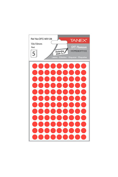 Tanex Etichete Autoadezive Rotunde, D10 Mm, 540 Buc/Set, Tanex, Rosu