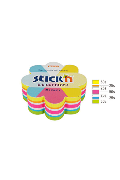 Hopax Samolepicí bločky s výsekem - Květiny, 67 x 67 mm, 250 listů, Stick'N -...