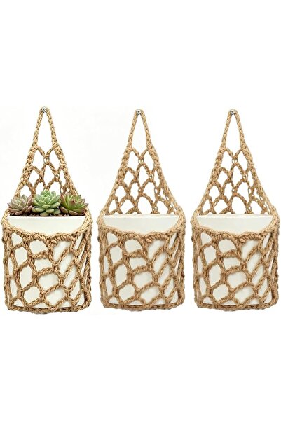 Generic Macrame Plant Hangers Indoor 3 Pieces Breathable Hand-Woven Net | Boh...