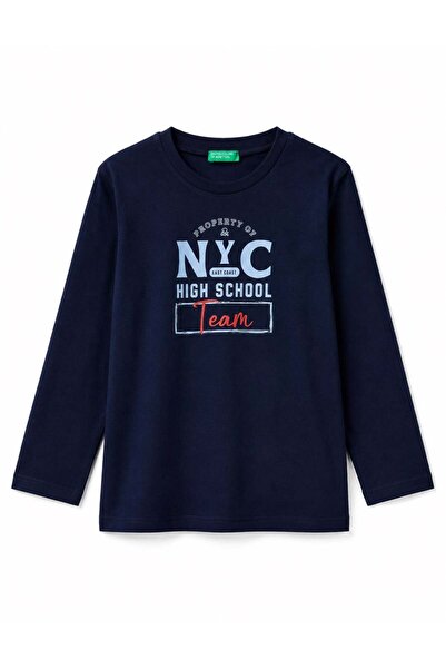 United Colors of Benetton Erkek Bebek Lacivert Baskılı Relaxed Fit Jarse Uzun...