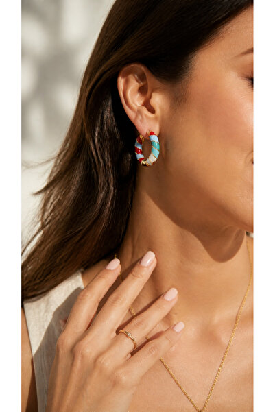 Mise Aksesuar Colorful Elegant Hoop Earring