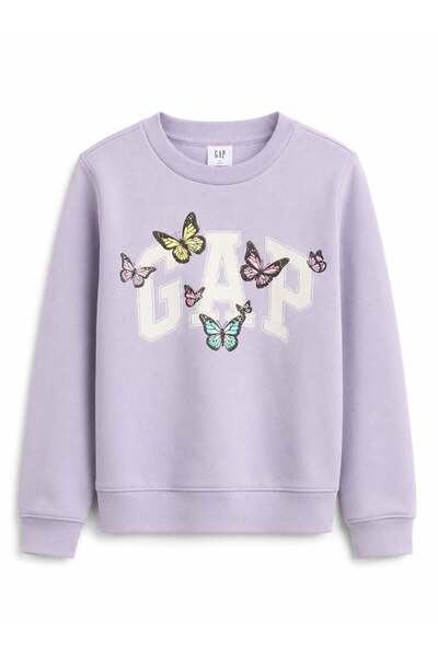 GAP Kids Gap Girls' Butterfly Printed Logo Sweatshirt 6-16 Years Orchid
