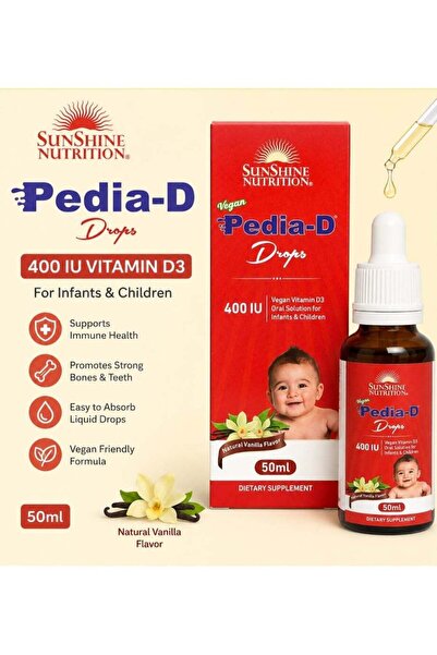 Sunshine Nutrition Pedia-D Drops 400 IU Vegan Vitamin D3 for Infants & Childr...