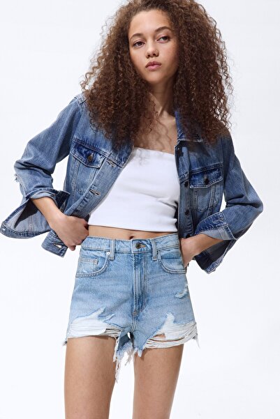 H&M Eskitme Görünümlü Kot Şort