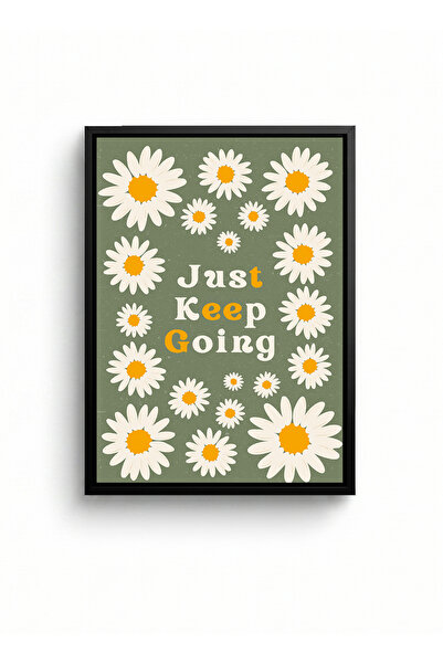 LOWHA Canvas Wall Art on Wood Frame with Black Floating Frame and Motivationa...