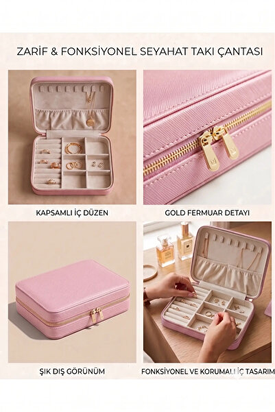 Dorvina Jewelry Box Organizer Travel Case Necklace Ring Earring Organizer Lea...