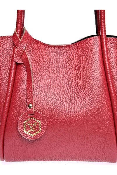 SimpleFind Luisa Vannini Geanta piele -Milena-Rosu,Geanta de mana piele naturala, poseta, femei