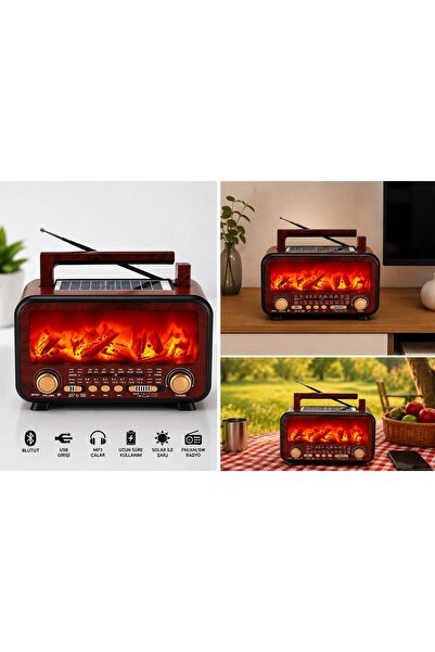 sadan Şömine Görünümlü Ahşap Nostalji Bluetooth Usb Sd Mp3 Radyo Müzik Kutusu