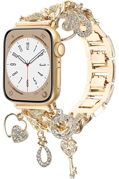 kılıfbenim Apple Watch Kadınlar İçin Kalp ve Anahtar Figürlü Kordon ,Ayarlana...