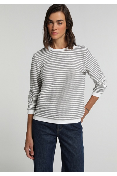Colin's Regular Fit Round Neck Striped Women's Brown ¾ Sleeve T-Shirt