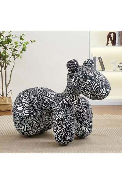 DubaiGallery Luxury Designer Style Bear Ottoman Stool Plush Animal Footrest S...