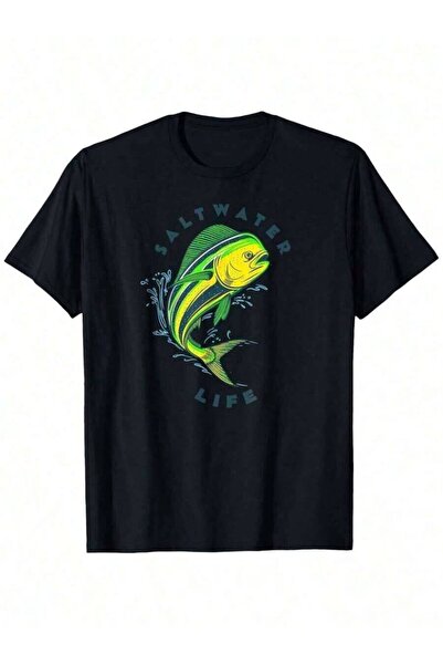 23ERVA Men's Women's Saltwater Mahi Jumping Fish Graphic-Shirt -% Cotton Roun...
