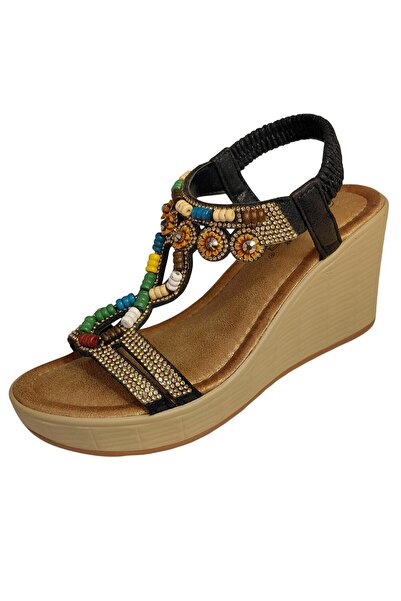 Guja 25Y155-3 36/41 Women's Wedge Sole Stone Sandals
