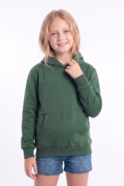 panios kids Kız Çocuk Basic Düz Kanguru Cepli Kapüşonlu Sweatshirt
