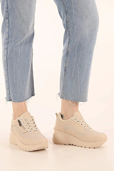 pilla spor BEJ KADIN SNEAKER GÜNLÜK SPOR AYAKKABI