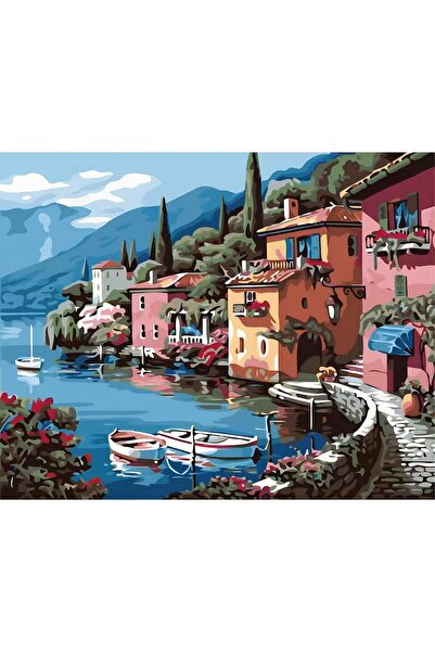 NEVERMORE Set pictura pe numere - panza pe rama lemn 40x50 cm, pe malul lacul...