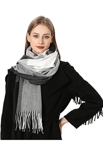 STARSTAR Women's plaid scarf 70x200cm thick tassel faux cashmere.
