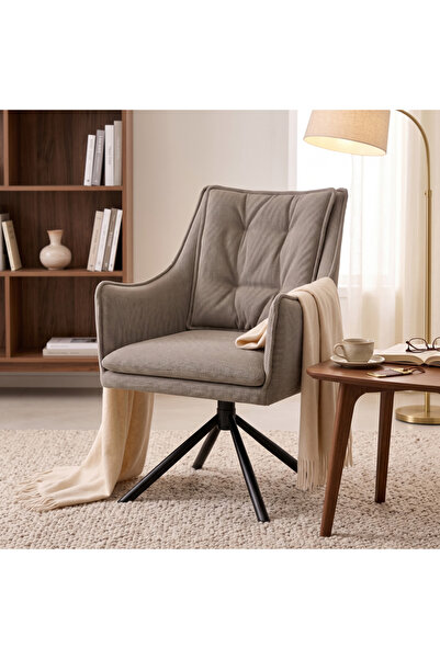 Ebticar Stylish and Comfortable Fabric Swivel Chair – Brown