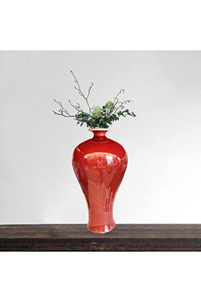 Generic Chinese Ceramic Lang Vase - Elegant Red Flower Arrangement Vase for H...