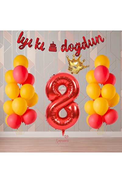 RÖNESANS PARTİ Rönesans Yellow-Red Color Themed Birthday Party Set Age-8