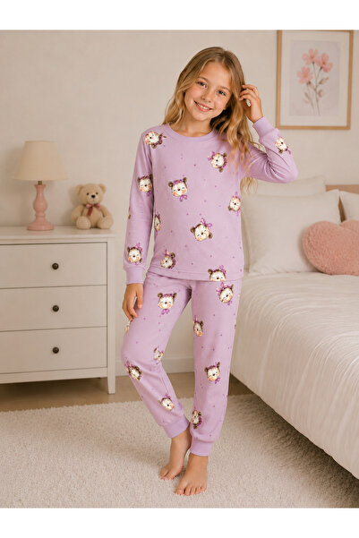 zahider Girls' 100% Cotton Stretch Fabric Long-Sleeved Pajama Set