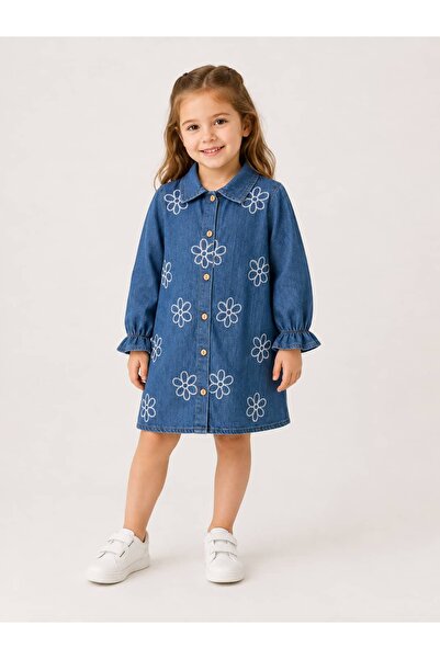 Pollito Flower Embroidered Girl's Dress