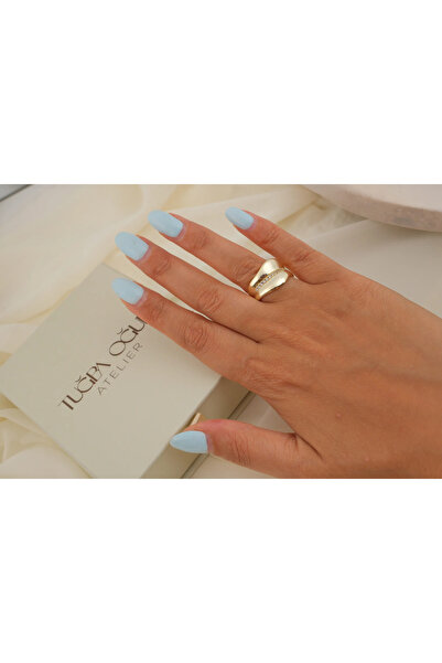 ATELİER TUĞBA Yzk670 Adjustable Ring with Bombed Zircon Strip