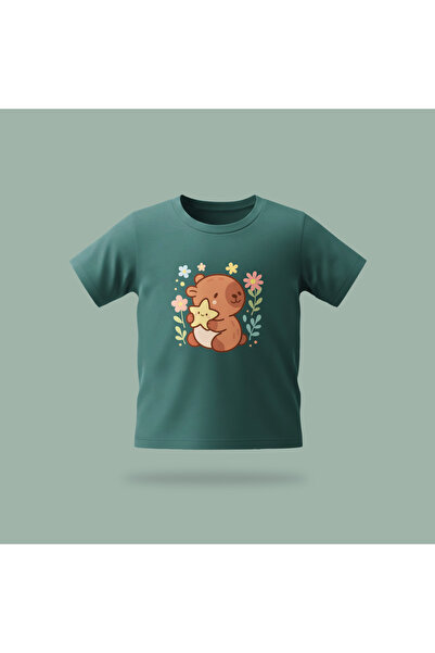 Erays Home Children's Capybara with Star Pattern Printed T-Shirt 100% Cotton ...