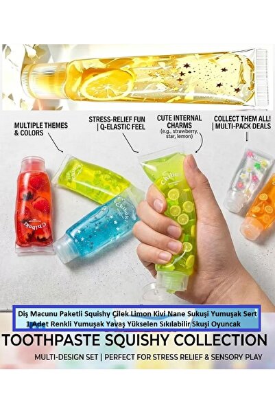 OYUNCAKSAHİLİ Diş Macunu Paketli Squishy Çilek Limon Kivi Nane Sukuşi Yumuşak Ağır 1 Adet Maltöz Needoh Tarzı Yumuşak Yavaş Yükselen Sıkılabilir Skuşi Oyuncak