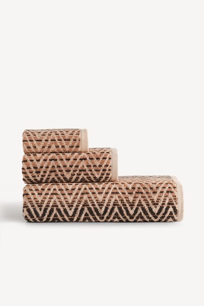CEMETEKS Zyon Yarn Dyed 3-Piece Towel Set Caramel