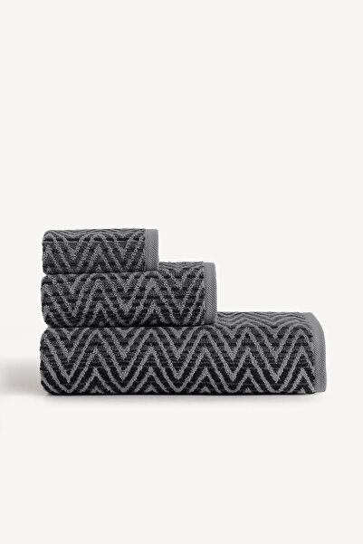 CEMETEKS Zyon Yarn Dyed 3-Piece Towel Set Anthracite
