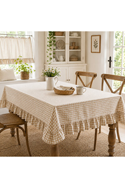 Attolya Tablecloth Picnic Cloth Ruffled Tablecloth Seamless Checkered Gingham...