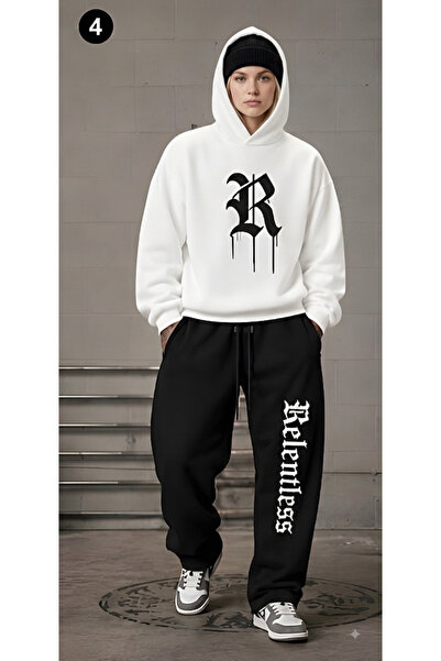 EFFRENATU Oversized Hooded Sweatshirt Set - Face and All-Over Surface Print, ...