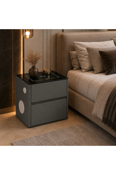 MiLi Smart nightstand with integrated lighting and luxurious design (Dark Gray)