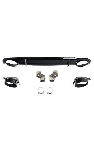 tuningset Difuzor bară spate și ornamente eșapament compatibile cu Audi A4 B8...