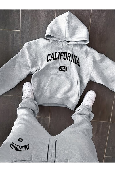 darkopia Set de trening unisex, pentru bărbați și femei, cu imprimeu Californ...