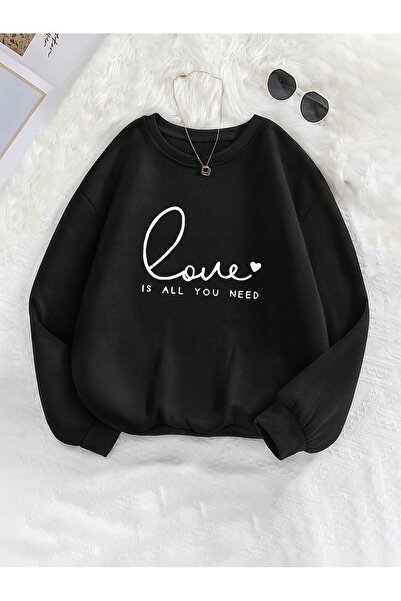 uyguntarz Unisex Allineed Printed Crew Neck Sweatshirt