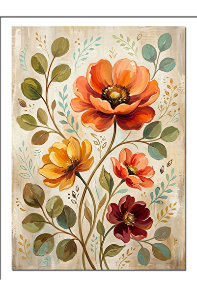 Artmeg Pânză decorativă cu buchet de flori sălbatice colorate în stil vintage...