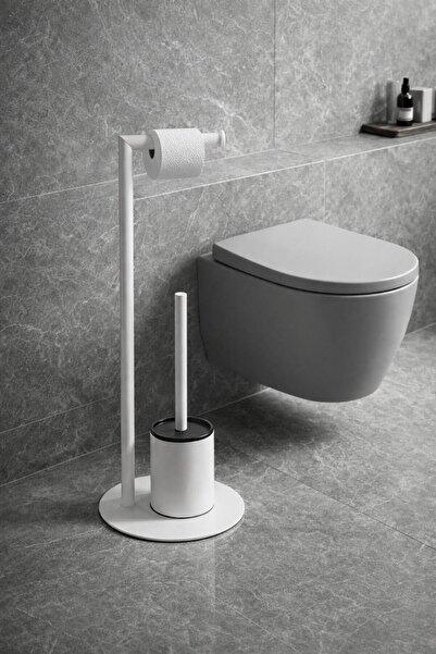 SANITEXPERT Suport WC Premium 2 în 1 – Port hârtie igienică și perie WC din i...