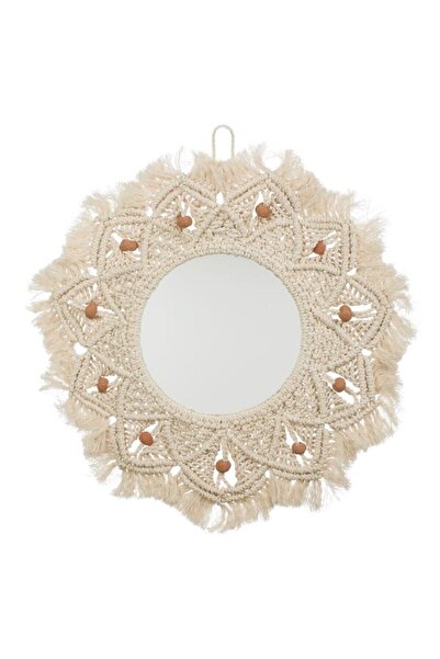 BAMI NETWORK Oglinda Rotunda cu Macrameu Bej Bambus Ø45cm Decor