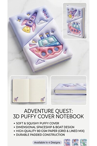 İpek Arya 3D Sponge Embossed Commemorative Daily Memory Notebook 14 × 21 cm 8...