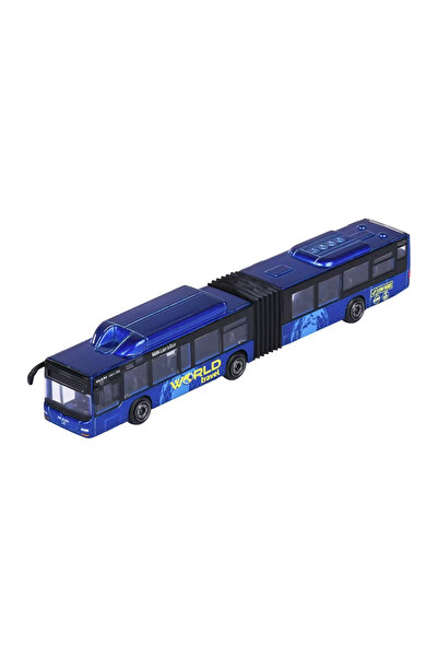 TOYFEST Navy Blue Metal Toy Bellows City Bus Model 20 cm