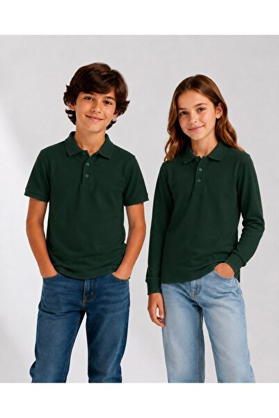 The Clover Girls & Boys Unisex Dark Green 100% Cotton Polo Collar Long & Shor...