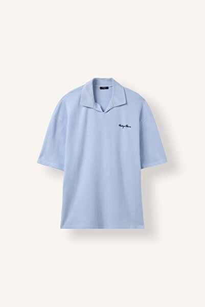DeFacto Boxy Fit Buttonless Chest Printed Short Sleeve Polo T-Shirt H8426Ax26Au