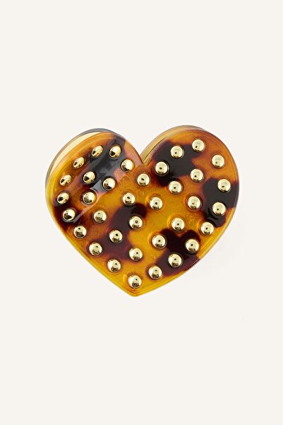 DeFacto Turtle Shell Patterned Studded Heart Women's Hair Clip I3655Axns