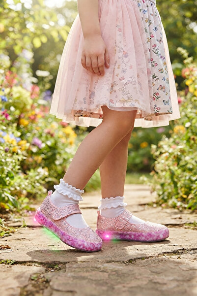 Kiko Kids Fine Günlük Işıklı Cırtlı Kız Bebek / Çocuk Babet Ayakkabı