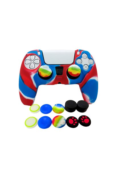 TUX Skin for PS5 Controller Grips, Silicone Case Cover for 5 Anti-Slip Protector with 10pcs