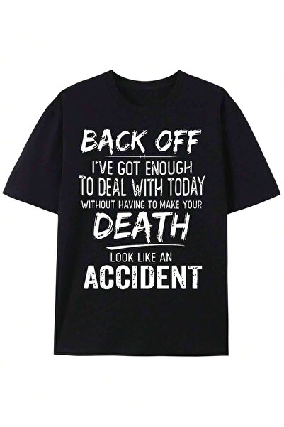 21JNRY Stylish Back Off Slogan Pattern Print T-Shirt, Graphic Tee Summer Clot...